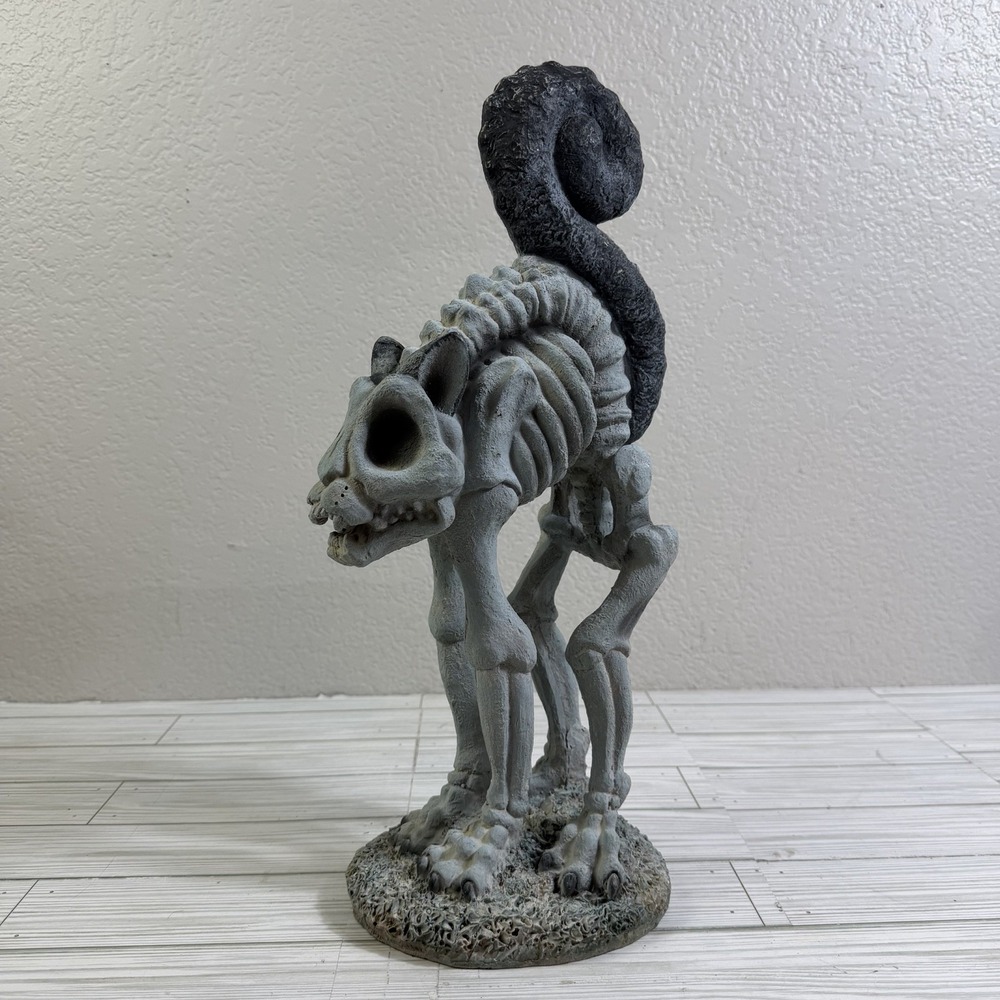 Vintage The Joy Of Gardening Skeleton Cat 17" Stone